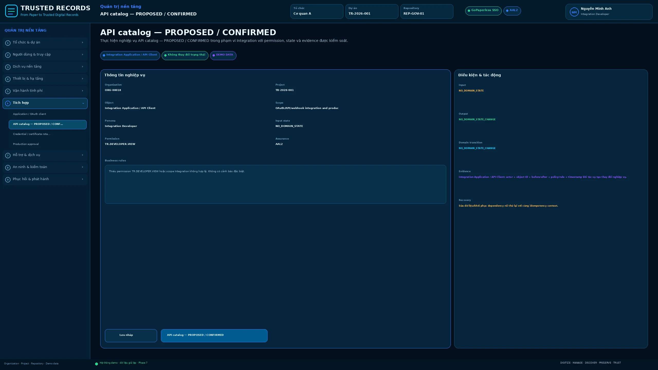 TR7.ADM.100 · API catalog — PROPOSED / CONFIRMED