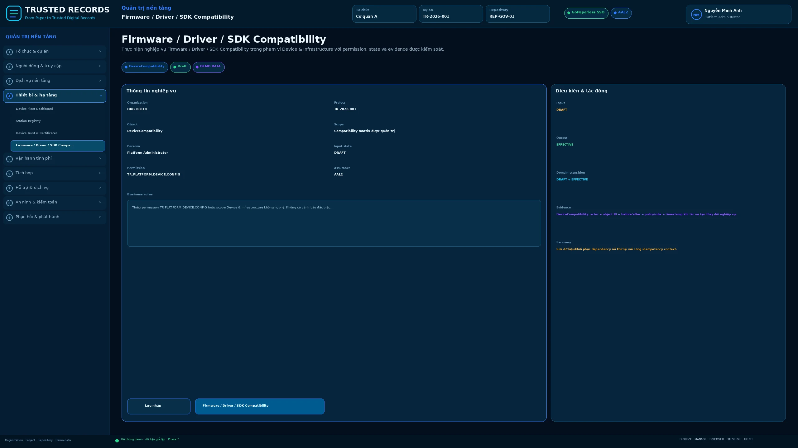 TR7.ADM.132 · Firmware / Driver / SDK Compatibility