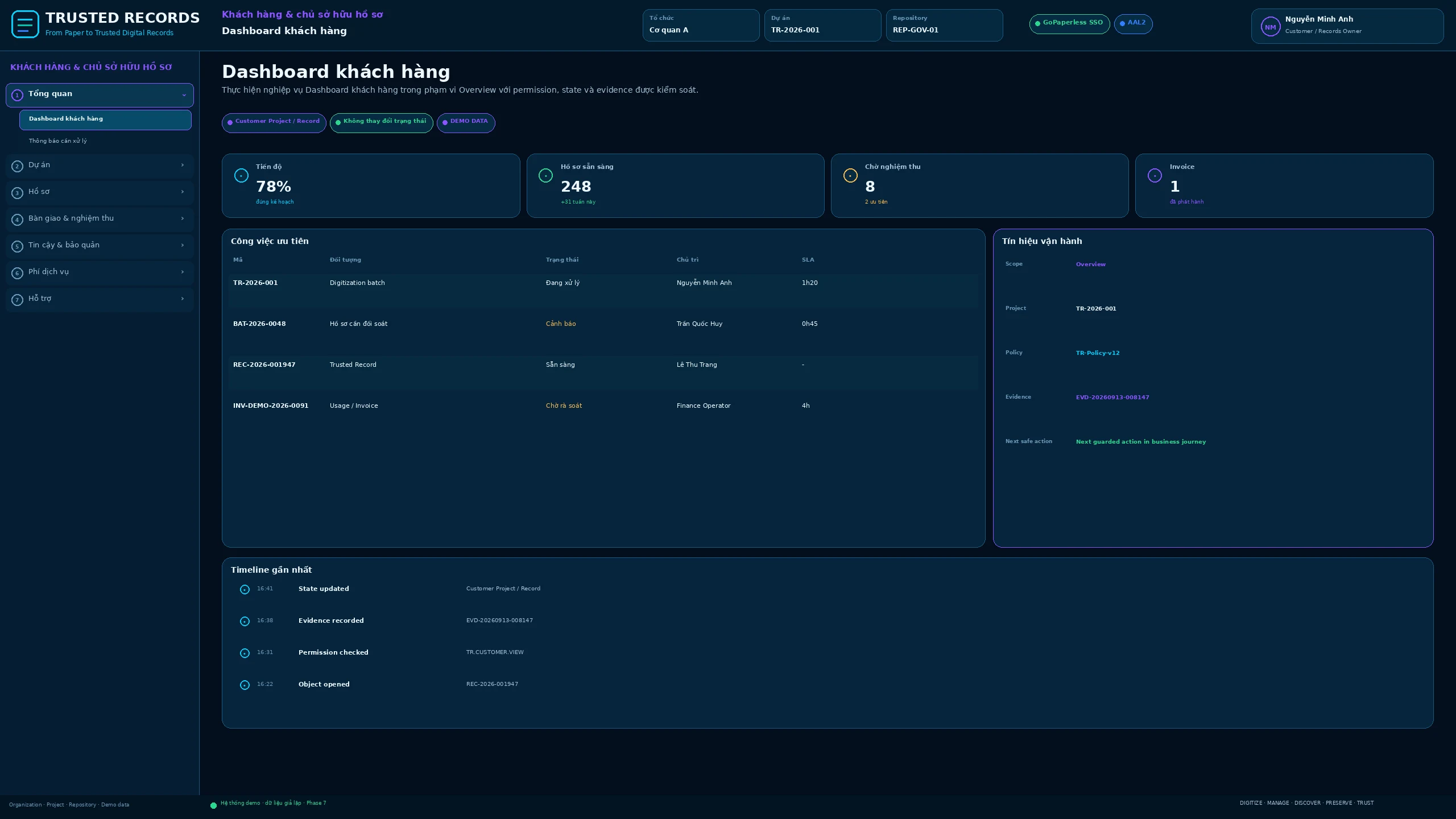 Reference interface Customer Records Owner Portal