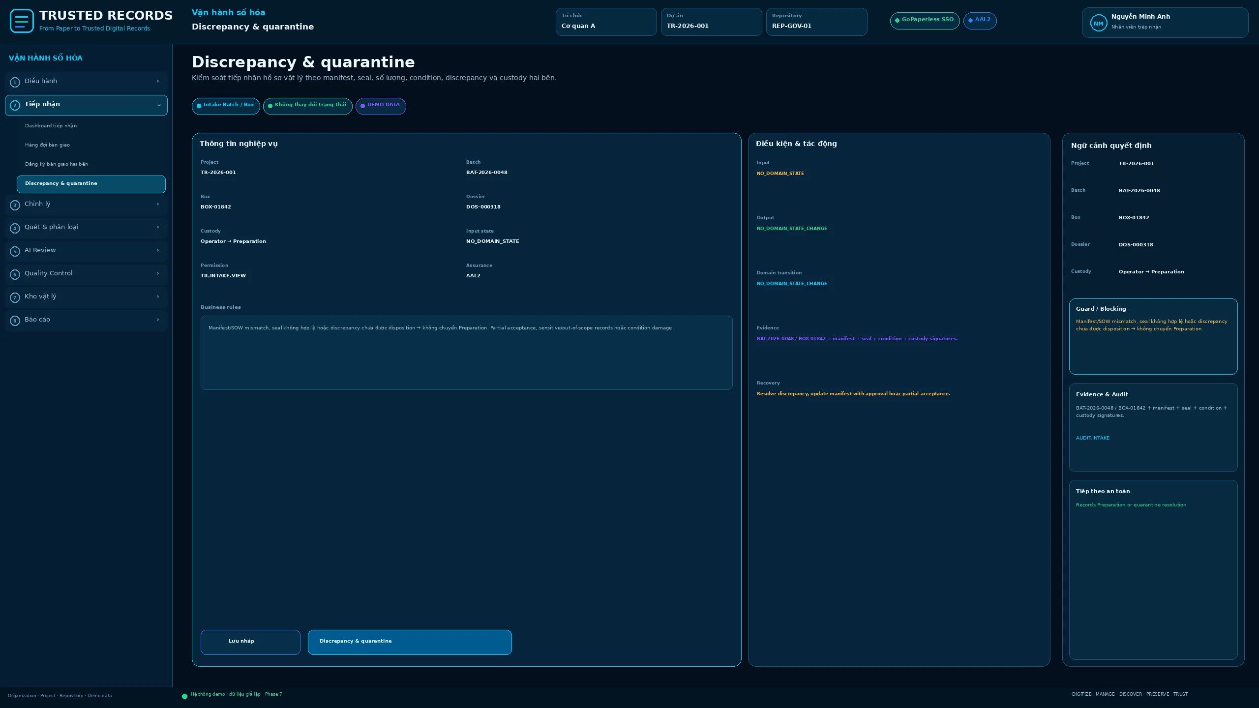 TR7.DIG.008 · Discrepancy & quarantine