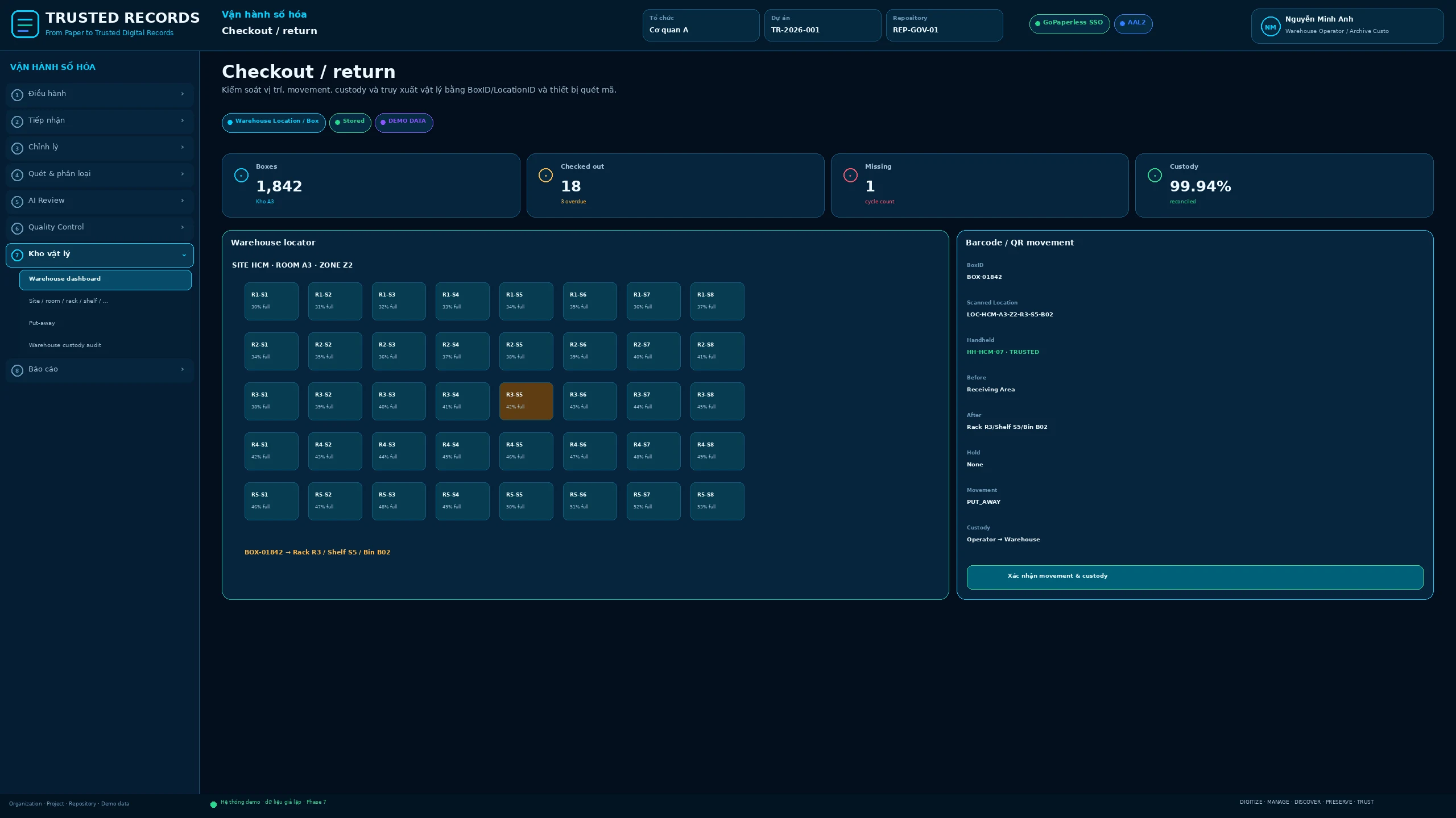 TR7.DIG.072 · Checkout / return