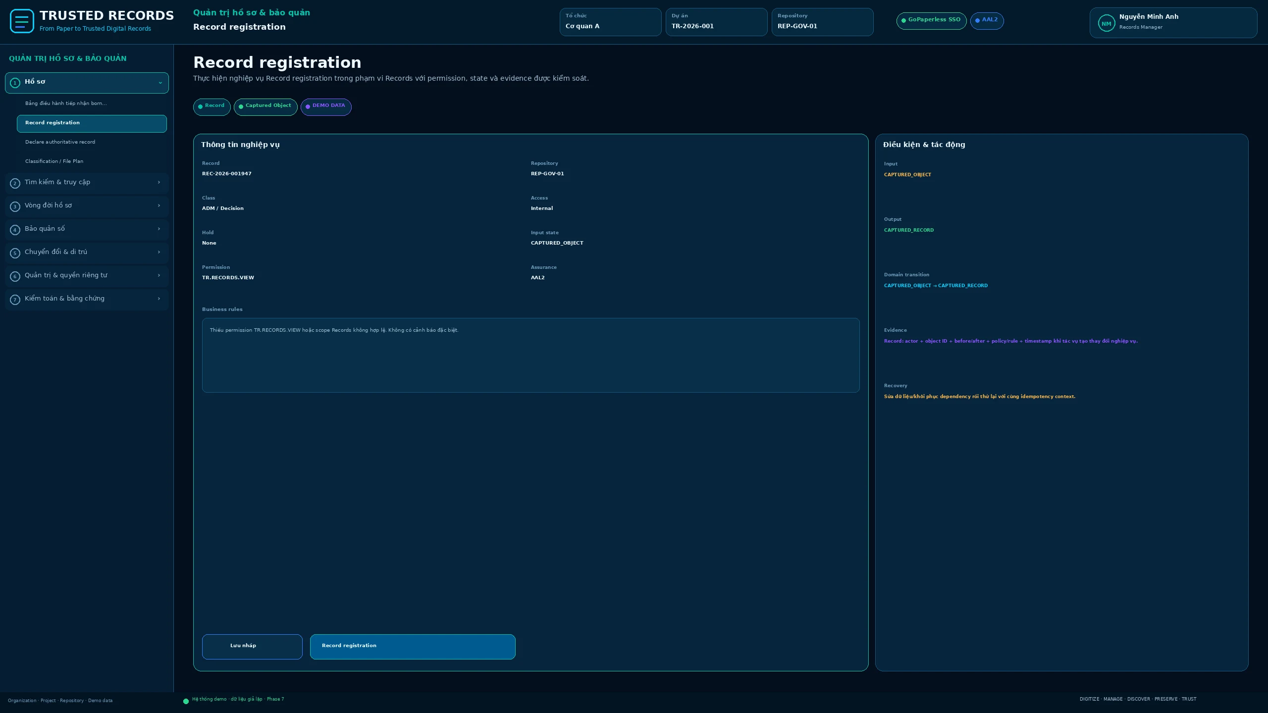 TR7.GOV.011 · Record registration