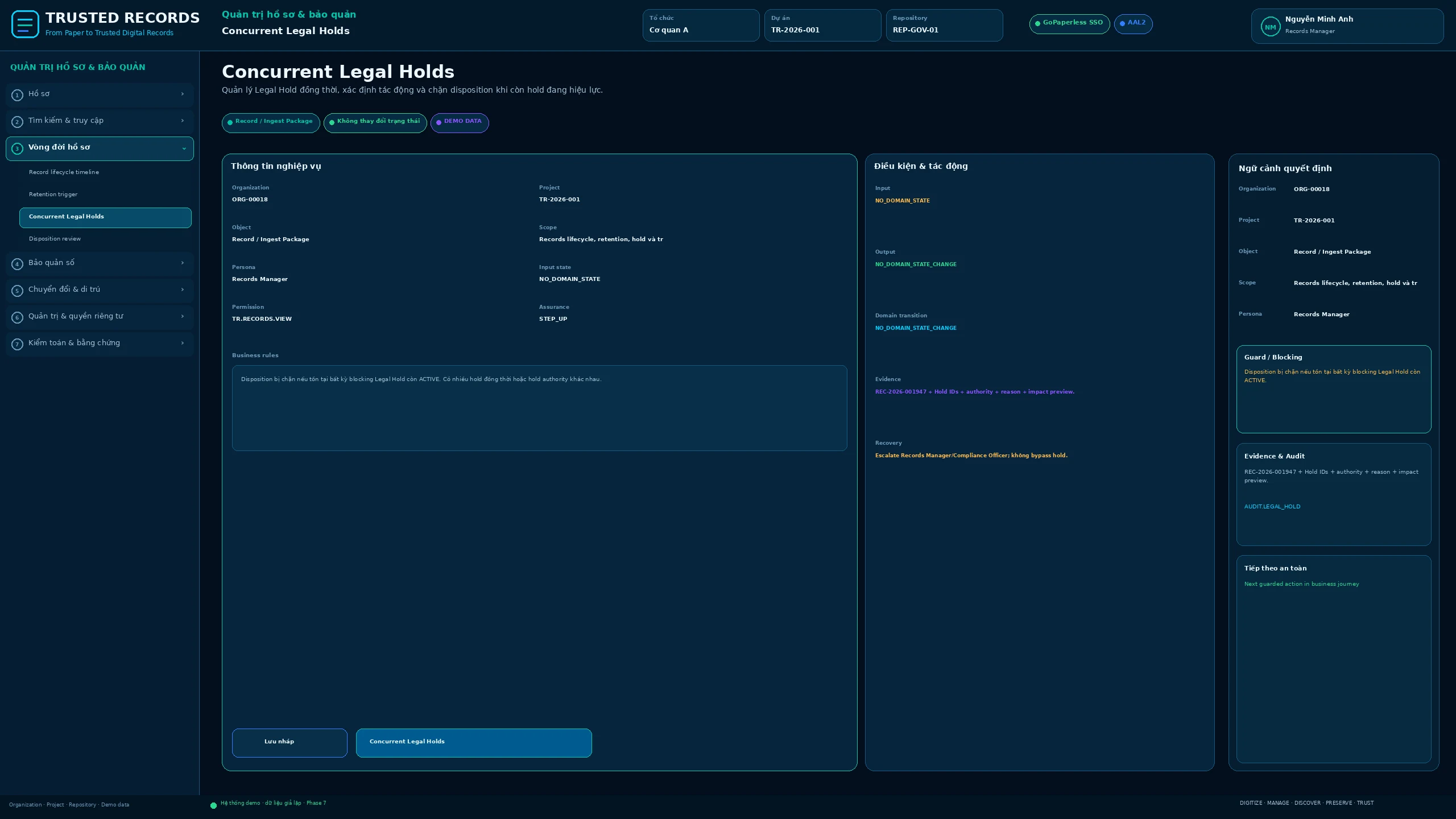 TR7.GOV.020 · Concurrent Legal Holds