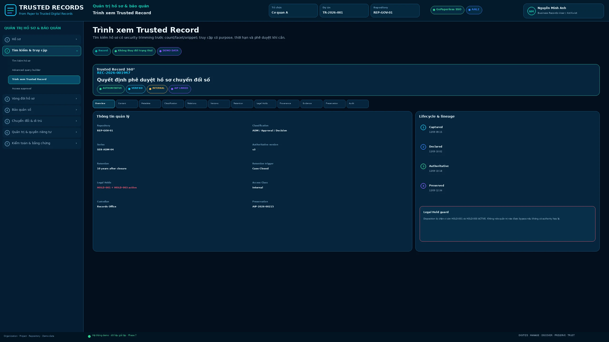 TR7.GOV.029 · Trình xem Trusted Record
